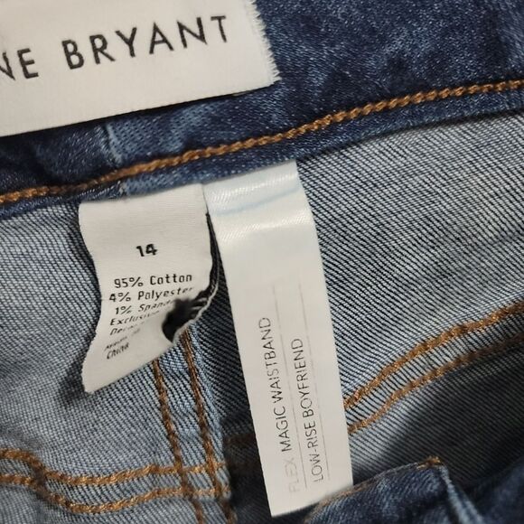 LANE Bryant Flex Magic Boyfriend Jean - Plaid Backed Destruction - Picture 5 of 7